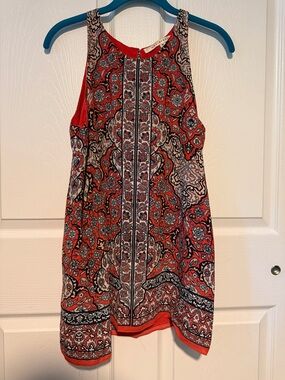 Max Studio Medium Red Paisley Sleeveless Tunic Top